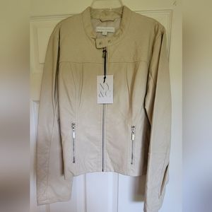 Beige leather jacket